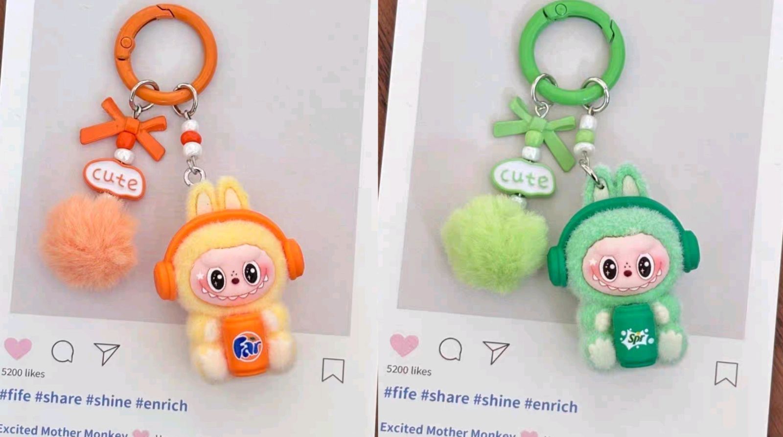 【8色】ポンポン付きぬいぐるみキーホルダー ラブブ LABUBU ラブブ ぬいぐるみキーホルダー 2点セット モコモコポンポン