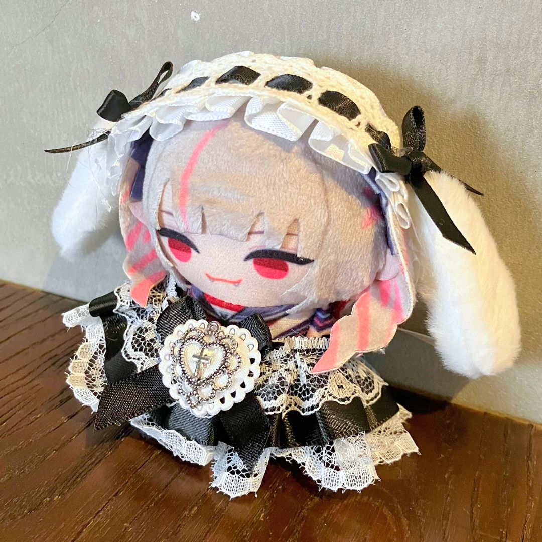 【即購入可】お値下げ◎早い者勝ち様　ぬい服　ハンドメイド　メイド　10cm 10cm】メイド服セット ウサ耳 ぬい活 コーデ 推しぬい ぬいぐるみ 推し
