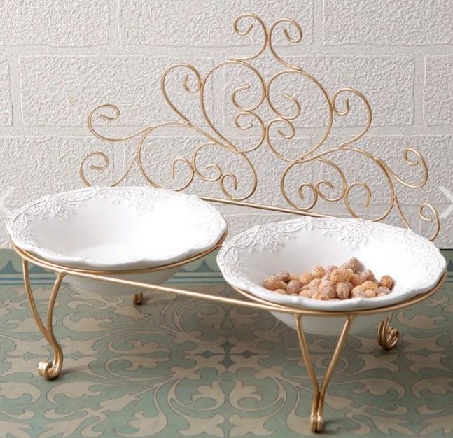 エレガントなダブルフードボウルスタンド