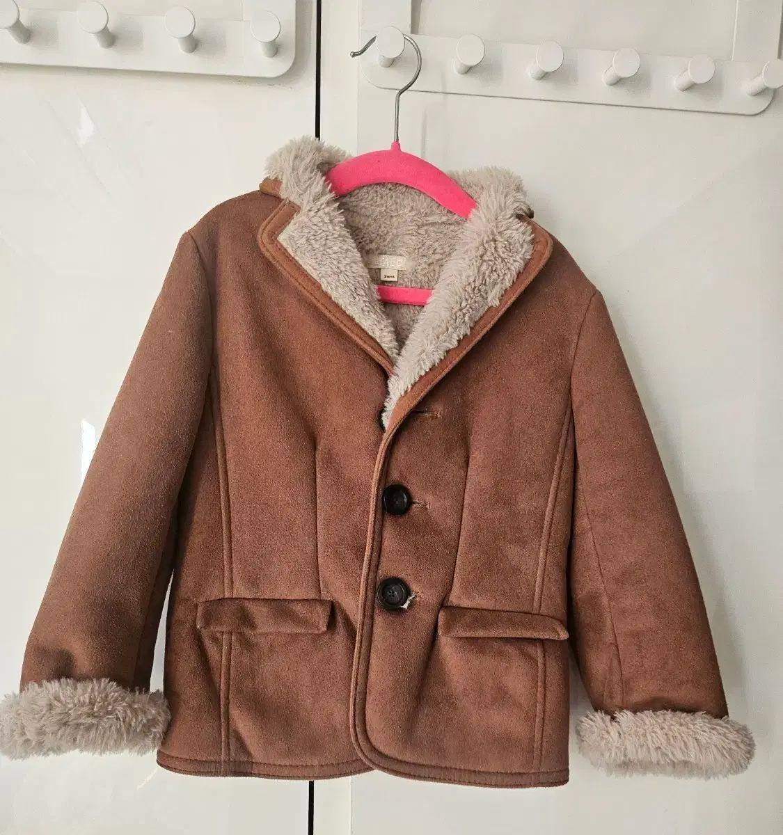 子供用キッズ ブラウン ムートン ジャケット 2 y