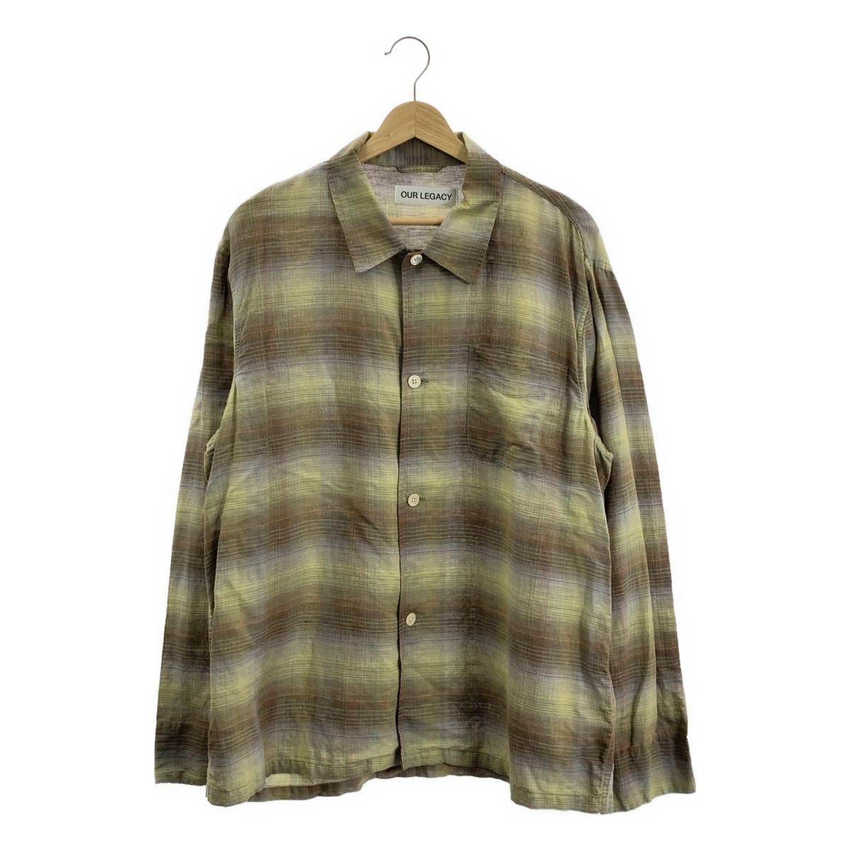 OUR LEGACY アワーレガシー box shirt オンブレチェック ボックス シャツ 48 イエロー ブラウン系 メンズ