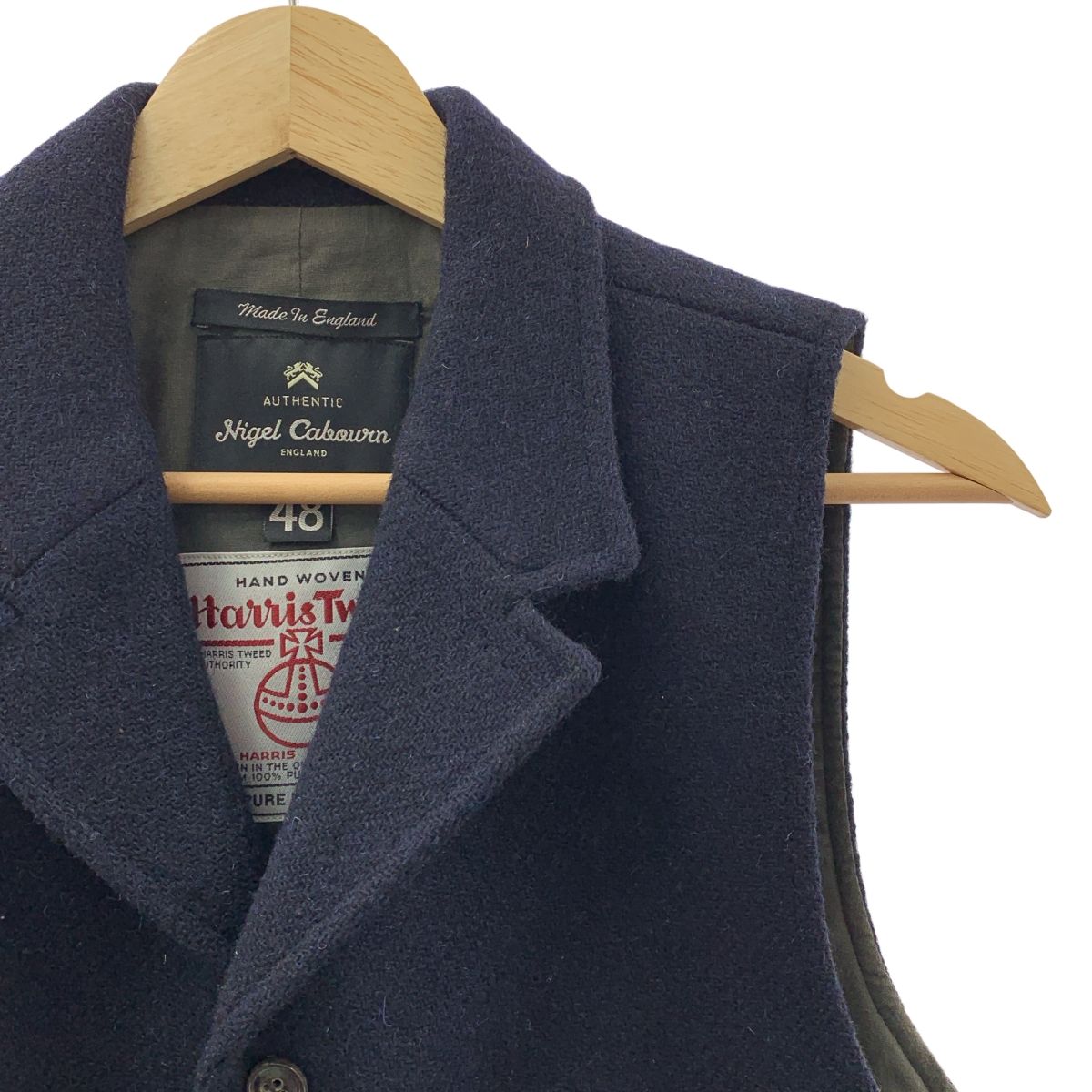 ​NIGEL CABOURN ナイジェルケーボン × Harris Tweed ハリスツイード MALLORY VEST マロリー ジレ ベスト 総裏地 48 ダークネイビー メンズ