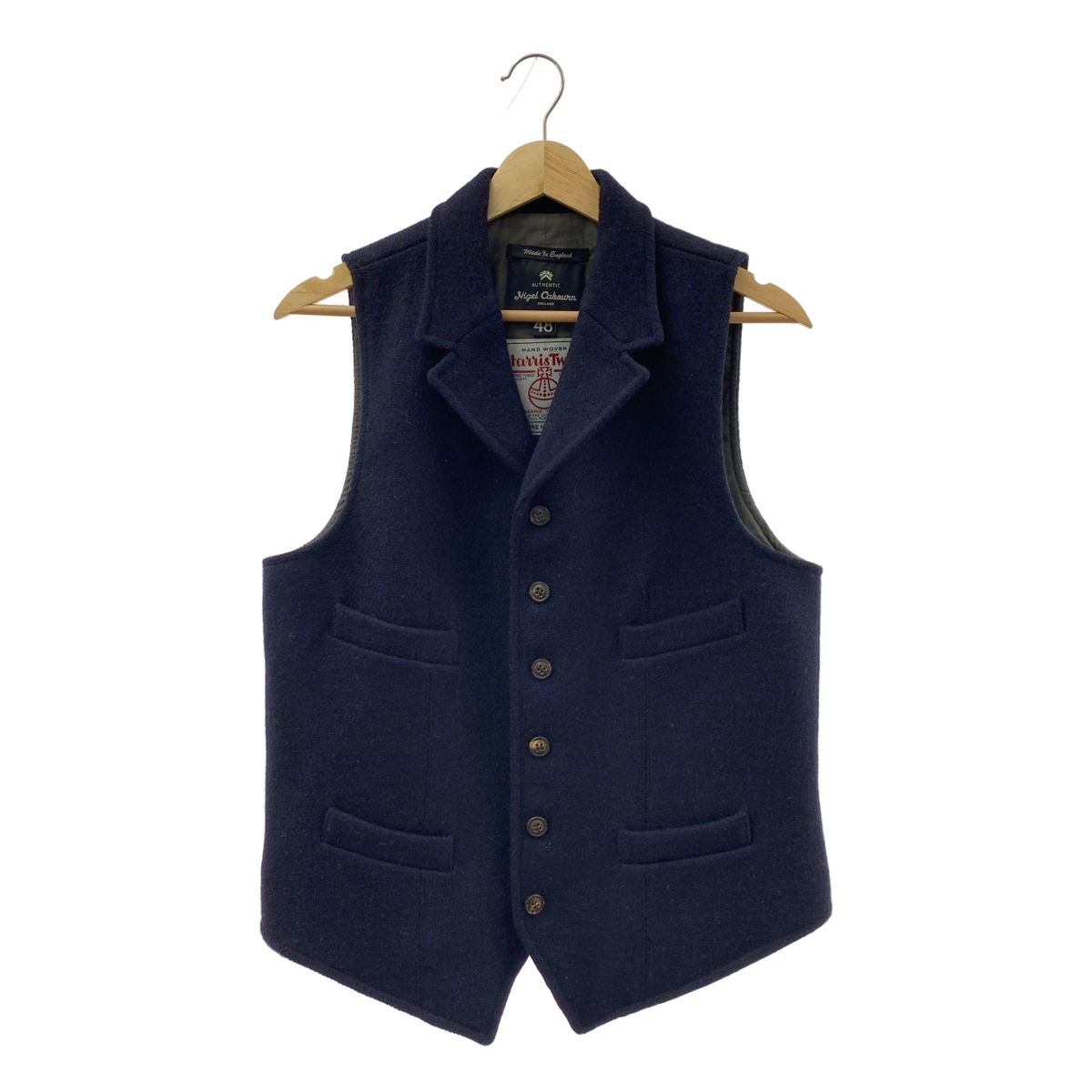 ​NIGEL CABOURN ナイジェルケーボン × Harris Tweed ハリスツイード MALLORY VEST マロリー ジレ ベスト 総裏地 48 ダークネイビー メンズ