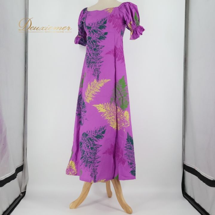 フラダンス 衣装 ワンピース ドレス パープル系 ハワイアンプリント
