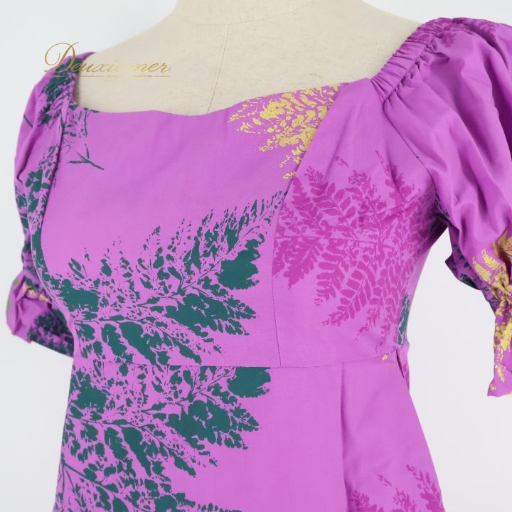 フラダンス 衣装 ワンピース ドレス パープル系 ハワイアンプリント