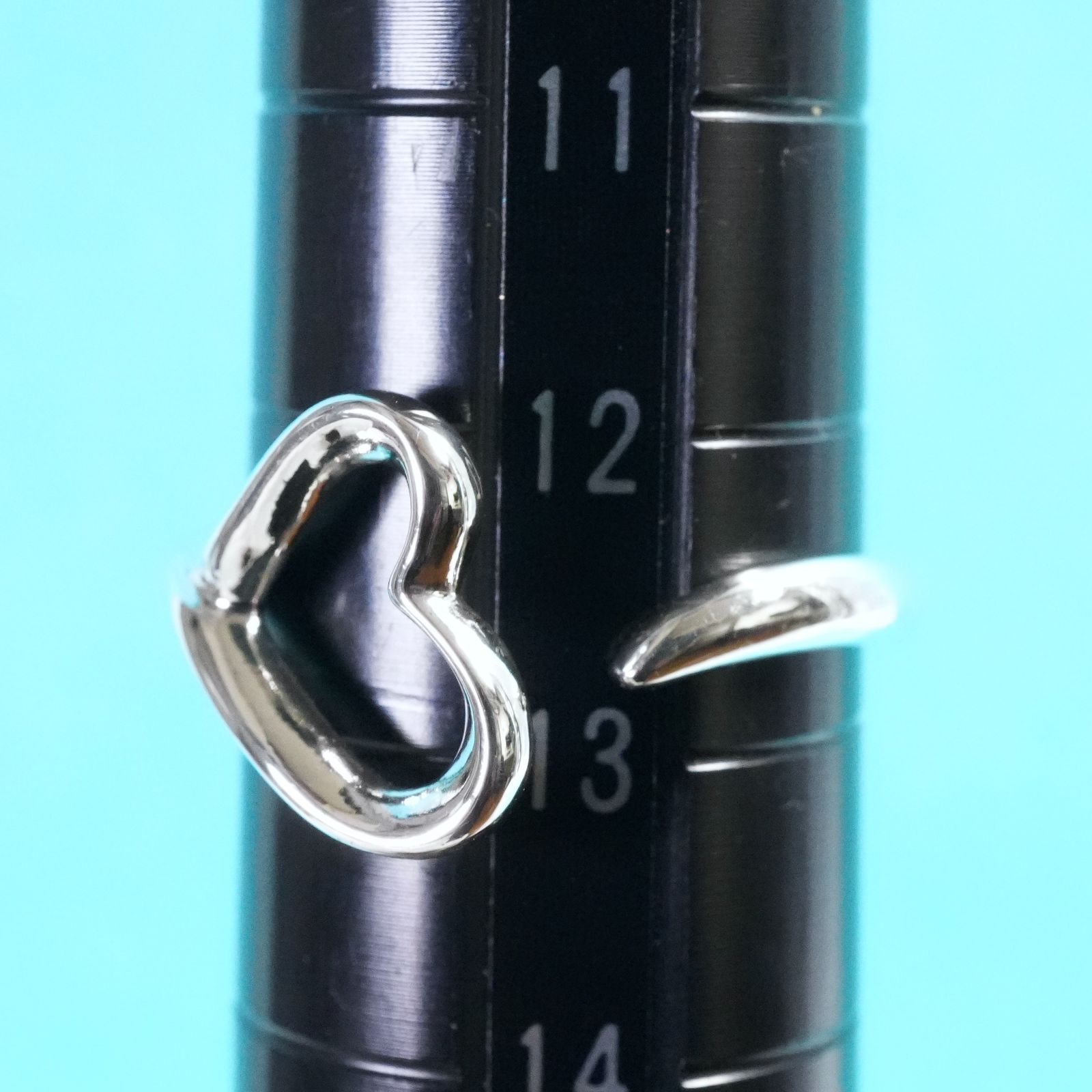 極美品13号 ティファニー オープンハート スリム リング/25-2205S