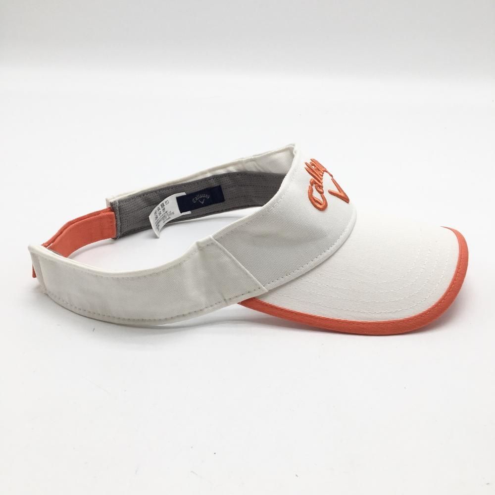 キャロウェイ サンバイザー 白×オレンジ ベア刺しゅう コットン100