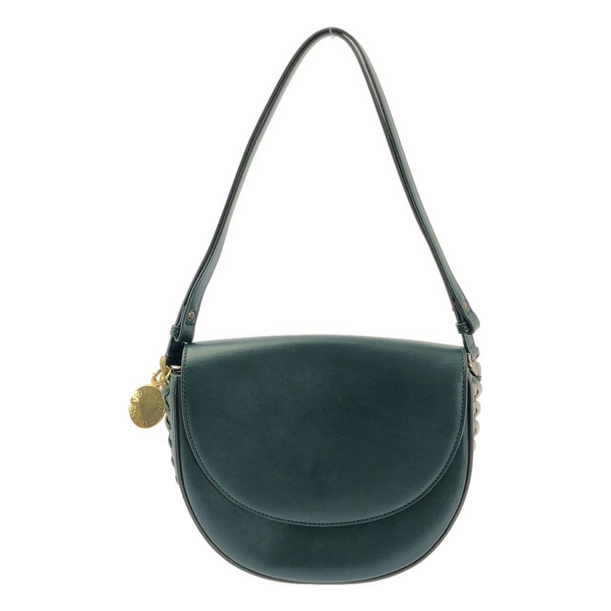 STELLA McCARTNEY ステラマッカートニー フレイム ミディアム レザー ショルダーバッグ グリーン ゴールド レディース