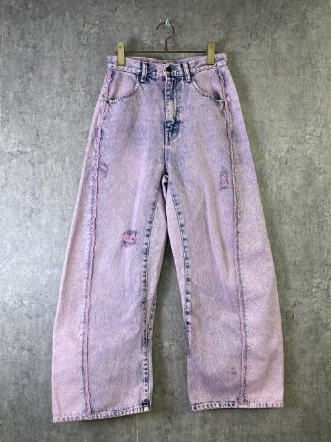 25SS FREADA ﾌﾘｰﾀﾞ 配色 ｶｰﾌﾞ ﾃﾞﾆﾑ ﾊﾟﾝﾂ 立体裁断 ｵｰﾊﾞｰﾀﾞｲ ﾀﾞﾒｰｼﾞ加工