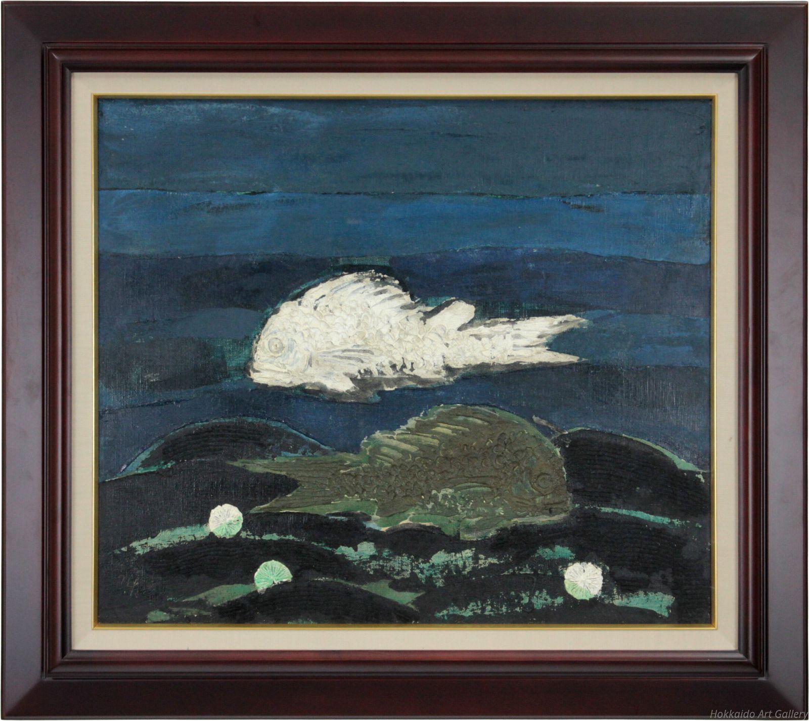 国松登 「白い魚」 油絵・油彩画 絵画 - メルカリ