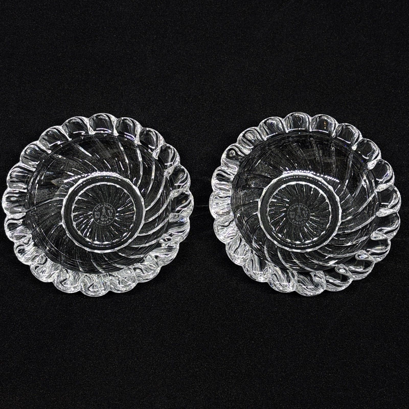 き Baccarat バカラ アッシュトレイ 灰皿 スパイラル クリスタル ガラス セット 入れ 廃盤 モデル