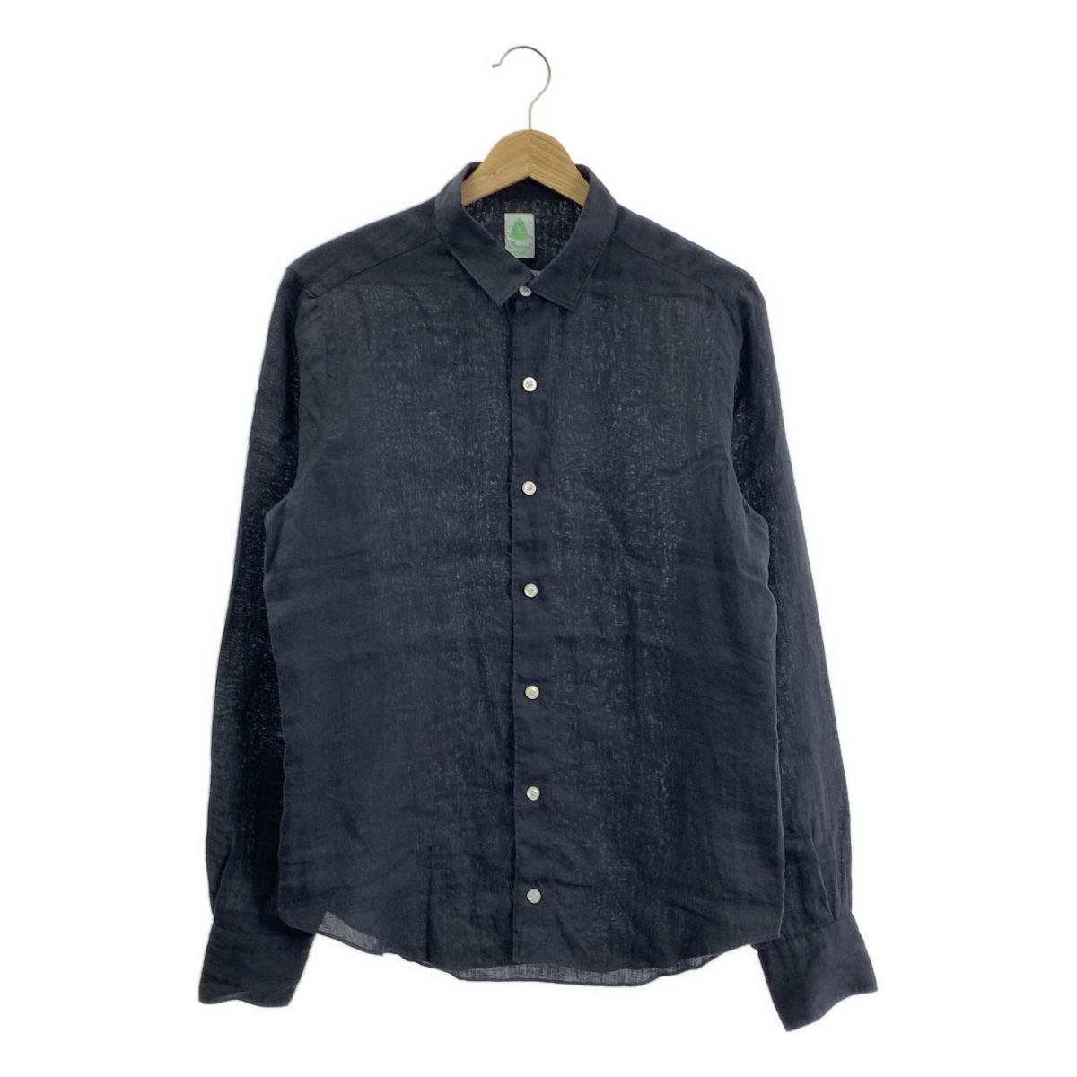 美品Finamore フィナモレ　ワイシャツ　リネン　38 ネイビー finamore / フィナモレ | リネン レギュラーカラーシャツ | 40