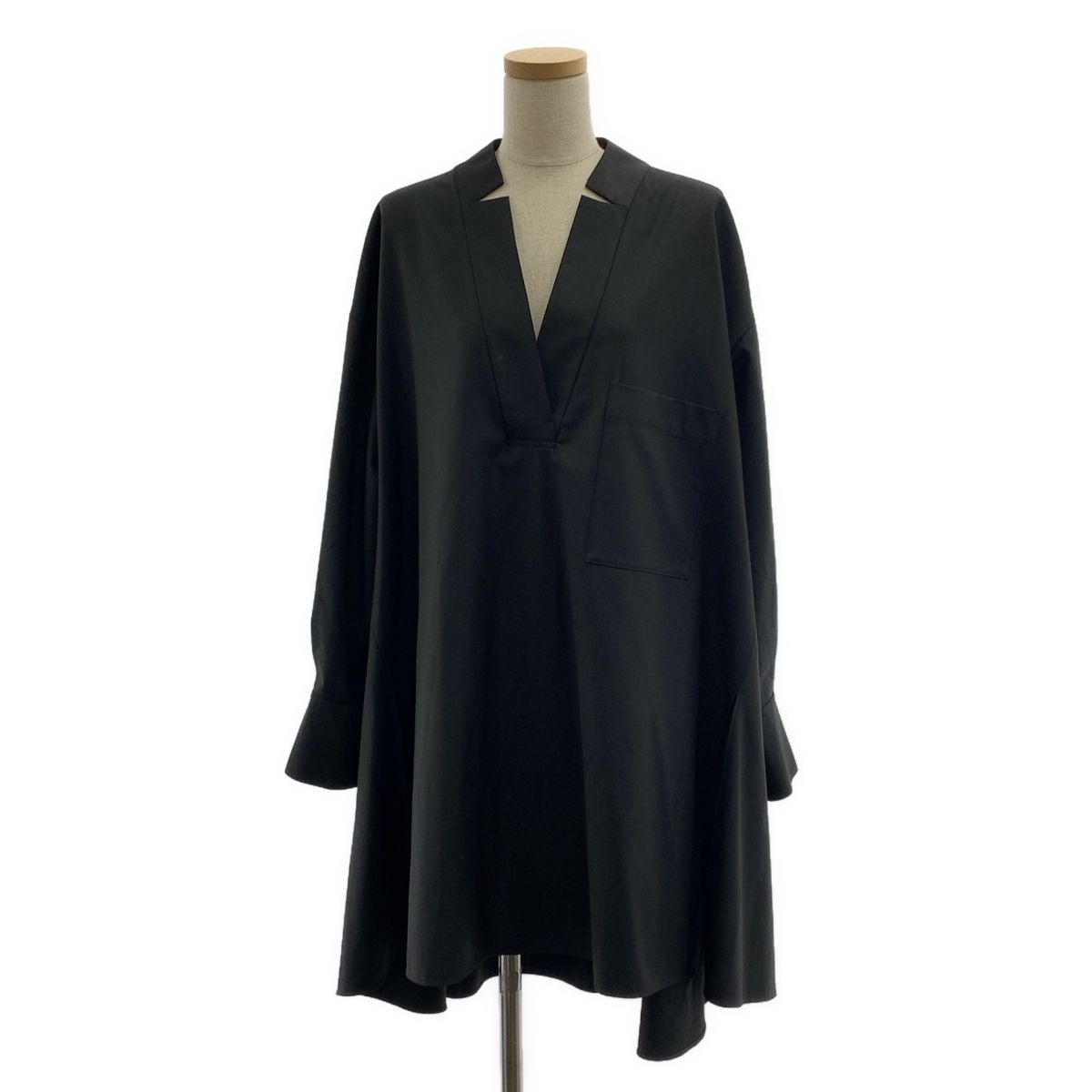 LE PHIL ルフィル 2025 AW ドライウール オーバーシルエット ロゴボタン シャツ ブラウス F ブラック レディース