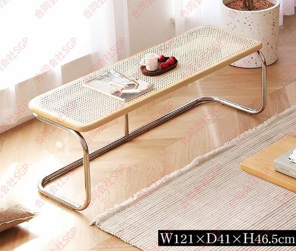 籐編み ラタンチェア 北欧 チークベンチ チェスカ ダイニングベンチ 椅子 ローチェア 木製 おしゃれ 幅121 cm