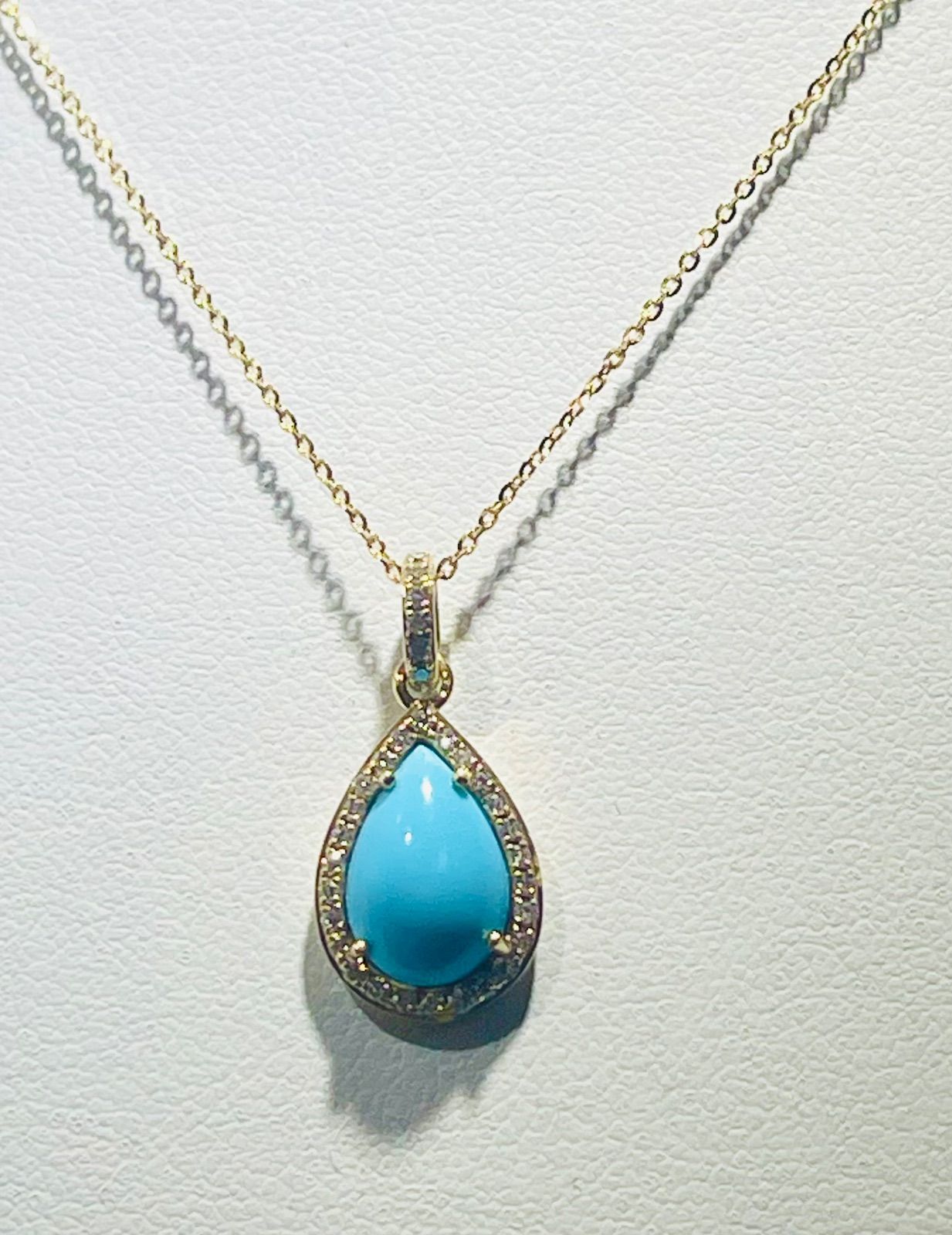 k 18アリゾナトルコ石ペンダントネックレスNO 25-2456