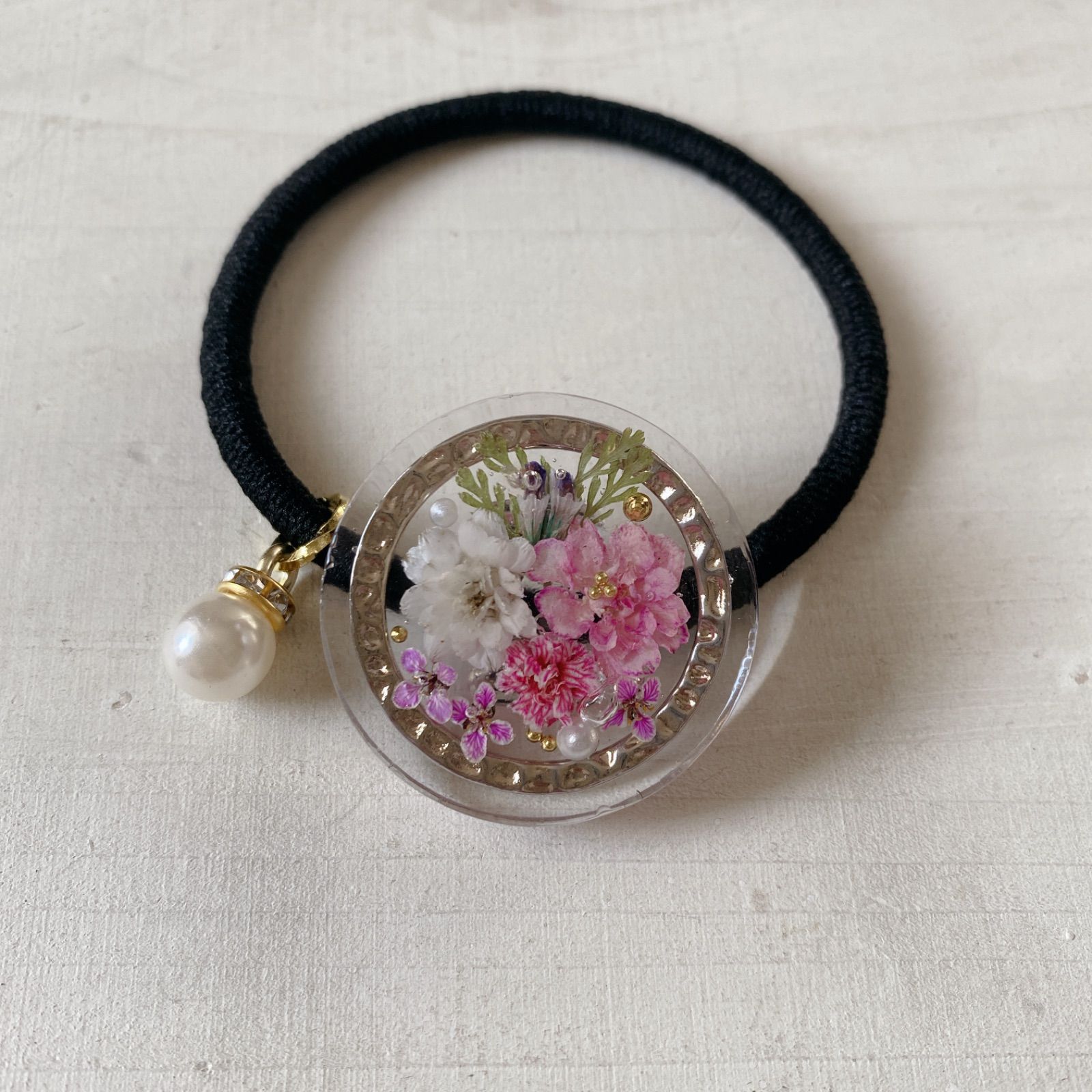 桜シリーズ ポイント桜ラウンドレジンヘアゴム ヘアアクセサリー