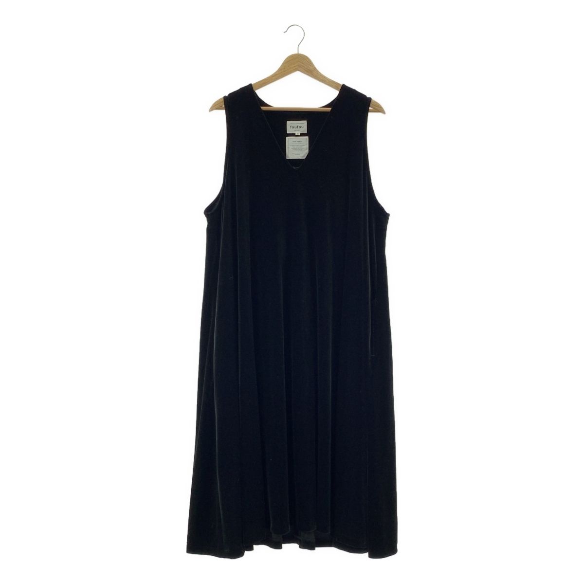 foufou フーフー no sleeve velour one piece ノースリーブ ベロア ワンピース 0 ブラック レディース