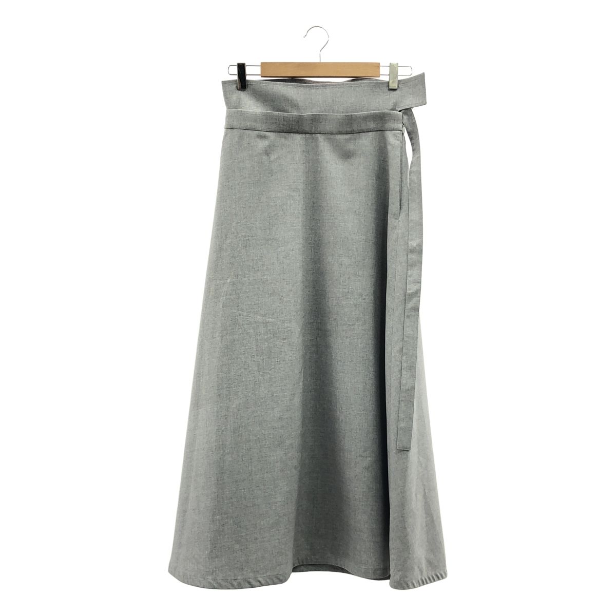 ebure エブール ウール ベルテッド フ ロングスカート グレー レディース