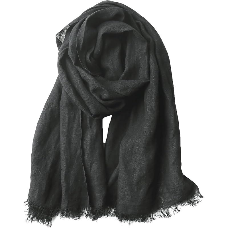 Filomo リネン ストール レディース 大判 UVカット 麻 薄手 紫外線対策 冷房対策 アッシュブラック
