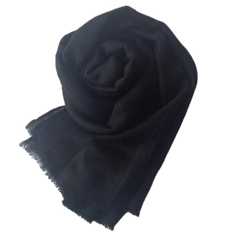 a all over the world 大判 ストール シルク ウール ショール 透けない 厚手ではない 黒 無地 72 148 cm カシミヤタッチ フリンジなし レディース メンズ ブランケット 秋冬 春夏 ブラック