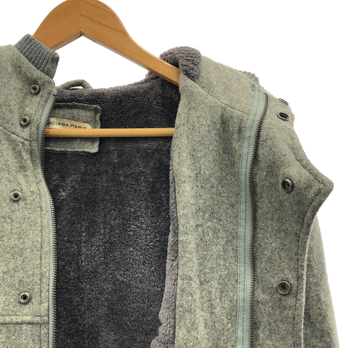 BALENCIAGA / バレンシアガ | ウール フーテッド ボアジャケット | 44