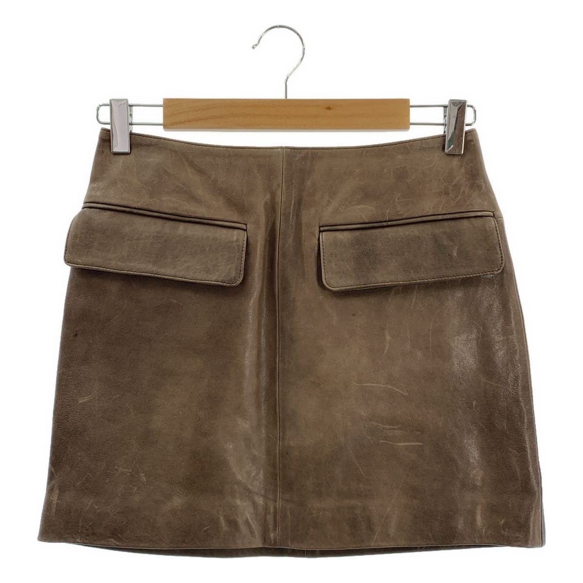AURALEE オーラリー 2025 AW HEAVY LAMB LEATHER MINI SKIRT レザー スカート 0 ブラウン レディース