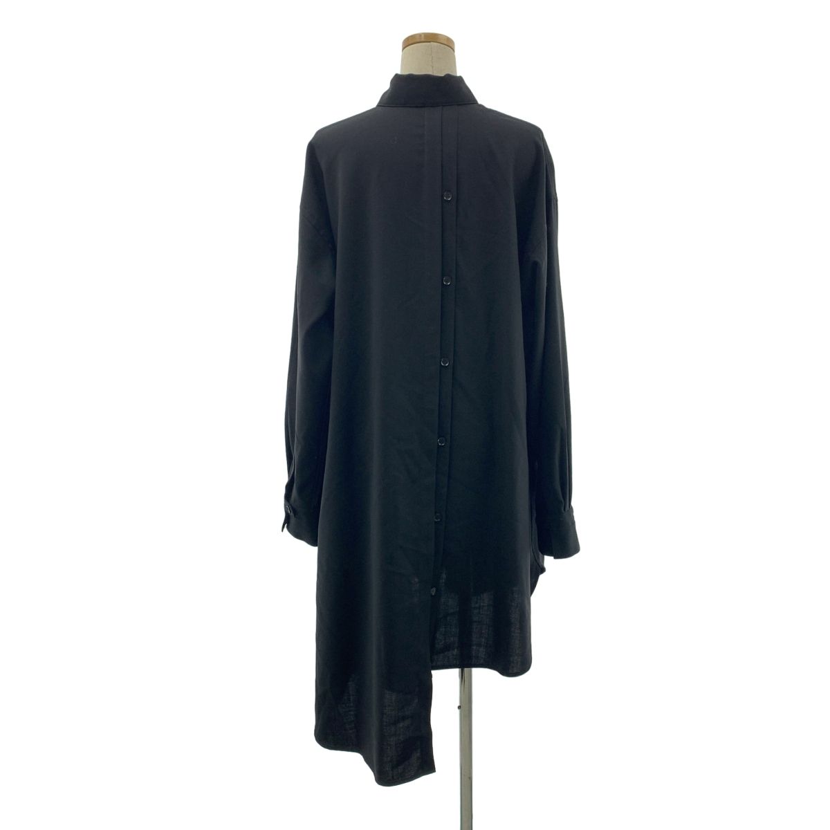 【美品】  Yohji Yamamoto FEMME / ヨウジヤマモトファム | 2025SS | WOOL PLEATED BLOUSE / オーバーシルエット ロングシャツ ジャケット | 1 | ブラック | レディース 美品】 Yohji Yamamoto FEMME / ヨウジヤマモトファム | 2025SS | WOOL
