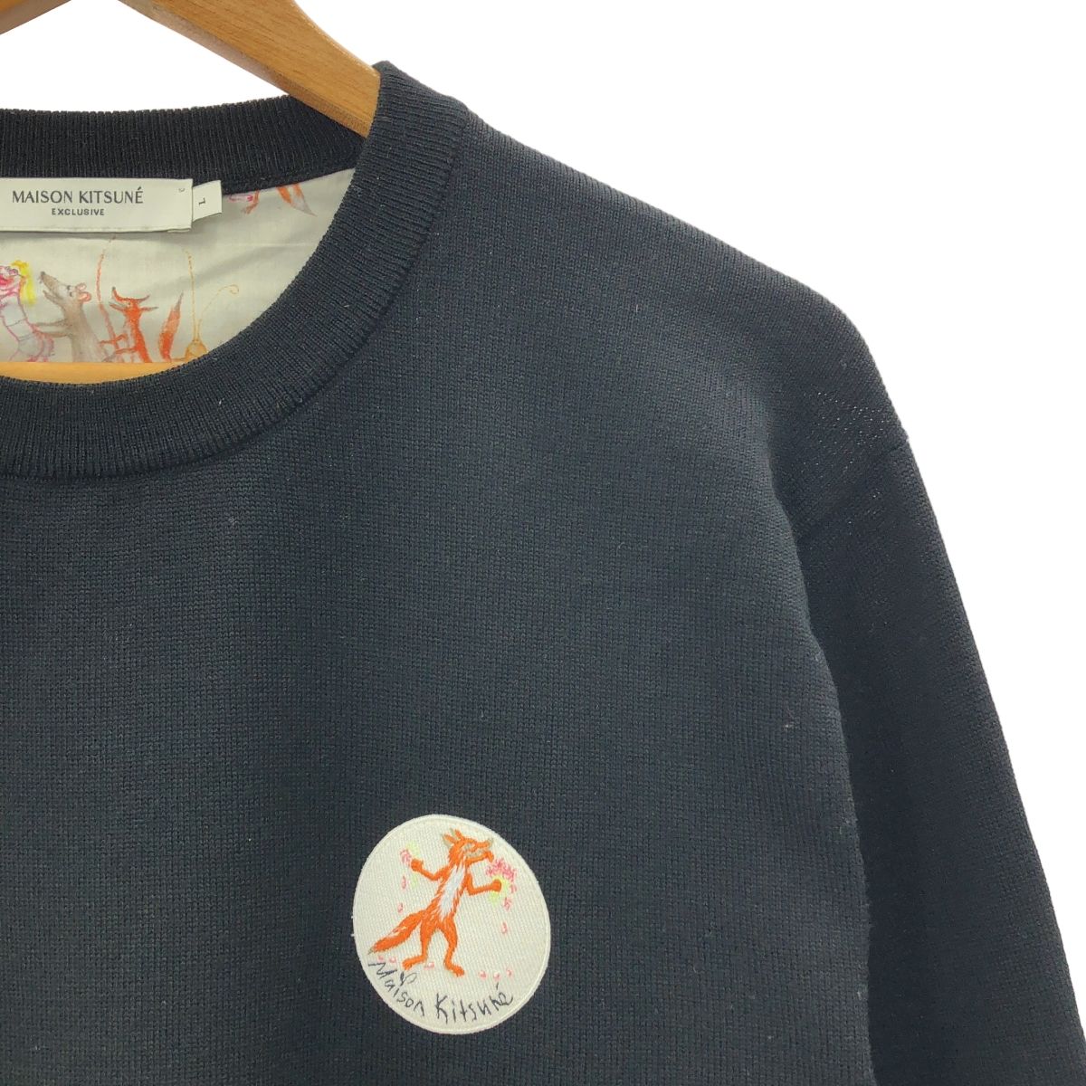 美品】 MAISON KITSUNE / メゾンキツネ | OLY FLOWER FOX PATCH ウール 