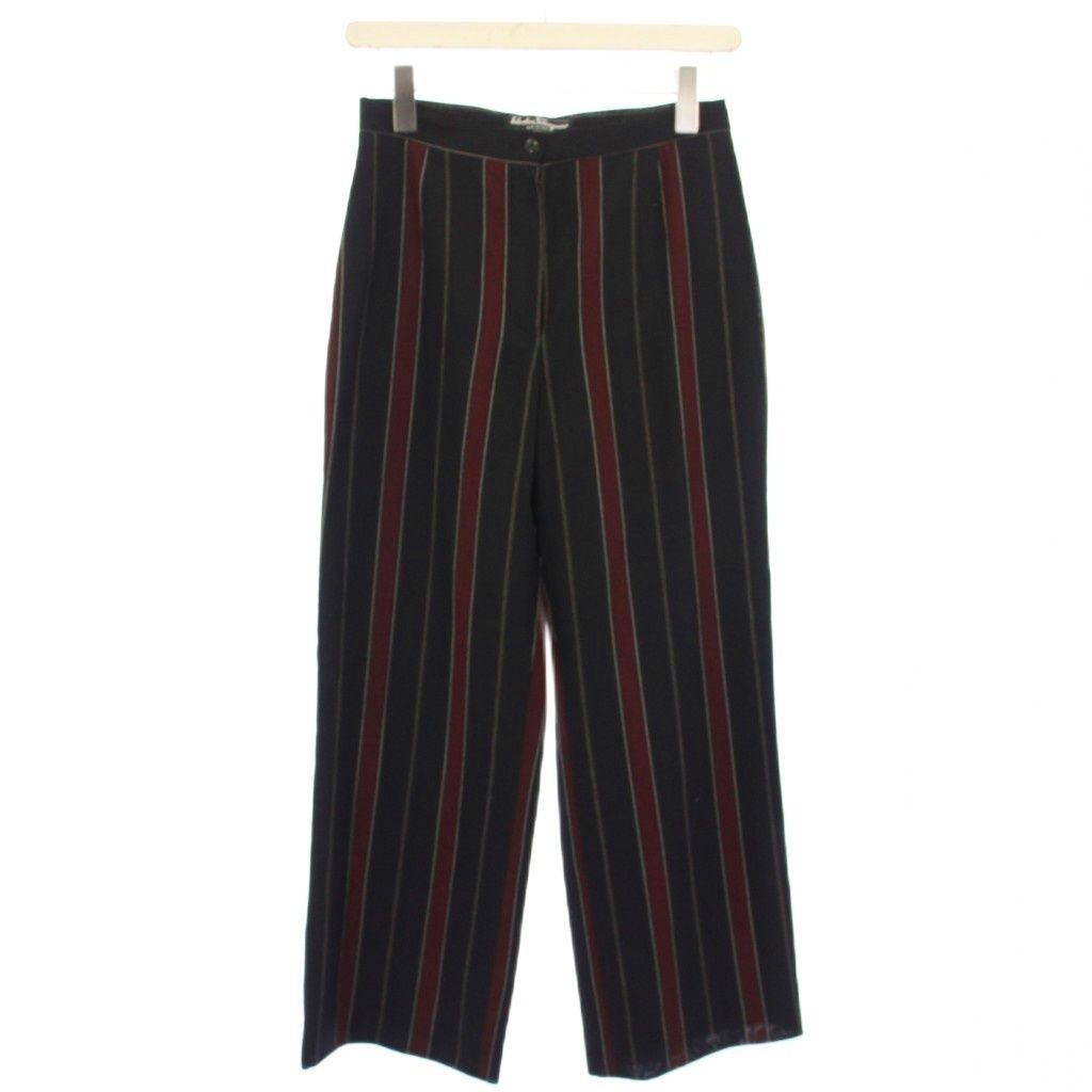 サルヴァトーレフェラガモ Salvatore Ferragamo ワイドパンツ ストライプ柄 I40 ブラック レッド /TK