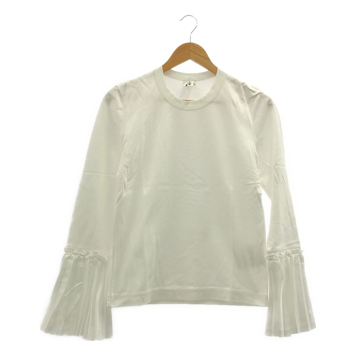 noir kei ninomiya ノワールケイニノミヤ 2019 SS 異素材 切替 プリーツドッキング カットソー S ホワイト レディース