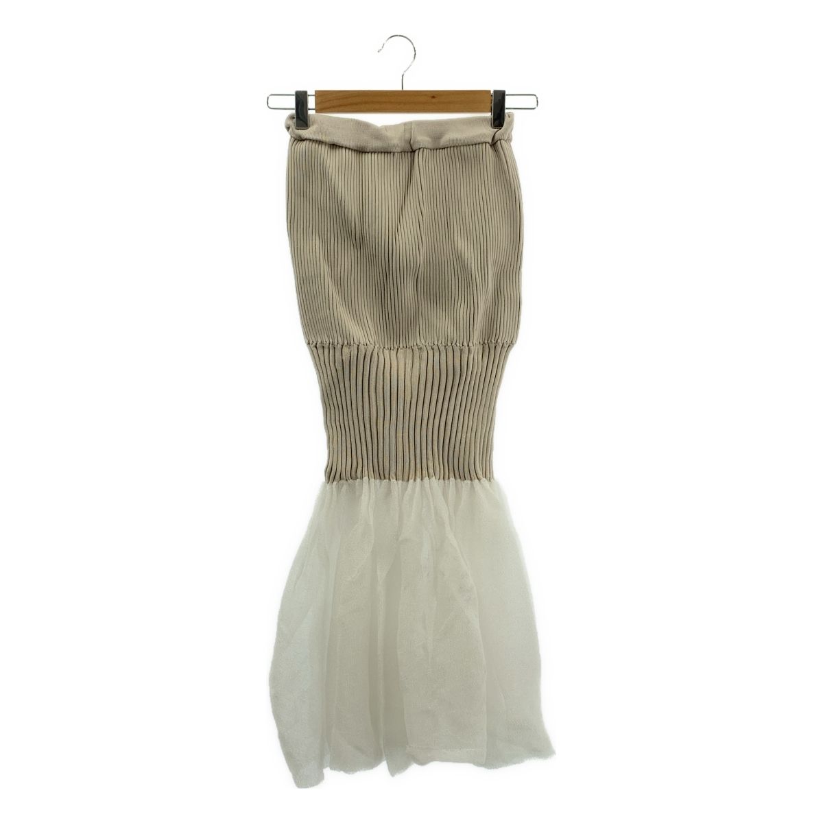 CFCL シーエフシーエル FLUTED LUCENT GLITTER MERMAID SKIRT ニット スカート 1 グレージュ ホワイト系 レディース