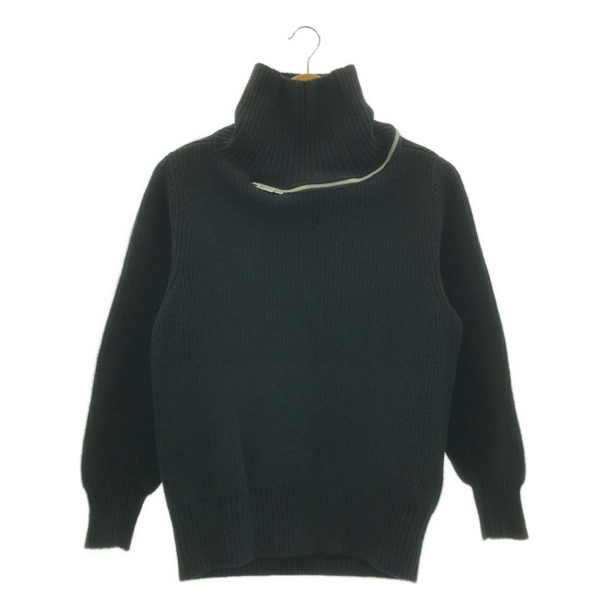 sacai / サカイ | ウール ロゴジップ ニット セーター | 1 | ブラック