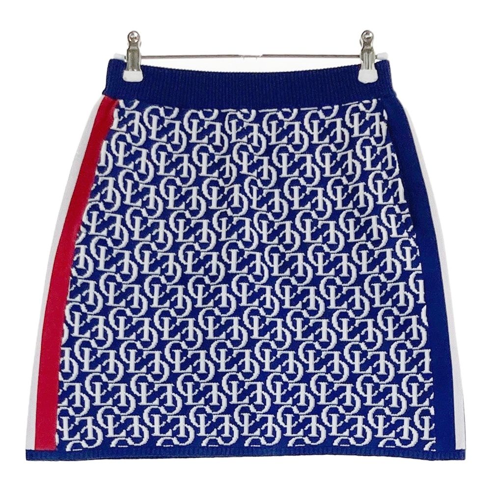 CLUNK クランク ゴルフ モノグラム ニット 上下セットスカートカットソー サイズ：S CLUNK クランク : ニットスカート 総柄 ネイビー系