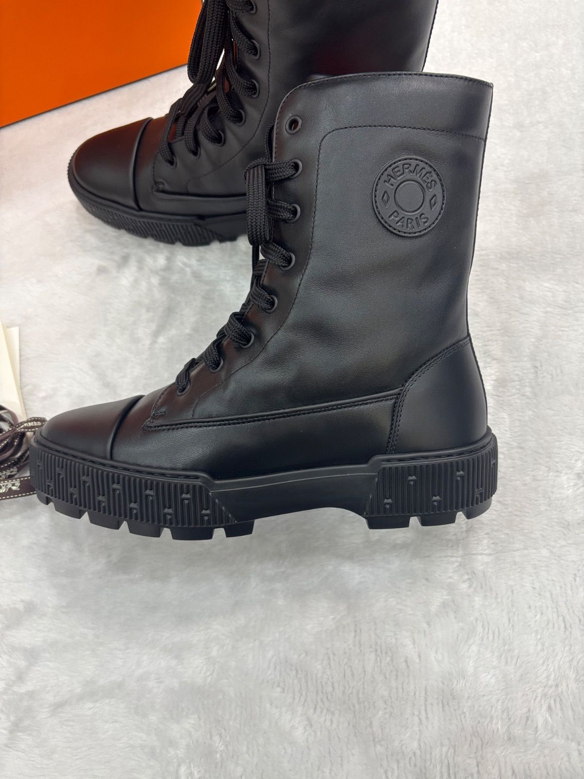  エルメス HERMES ブーツ ブラック 全新 38 ワークブーツ ブーツ