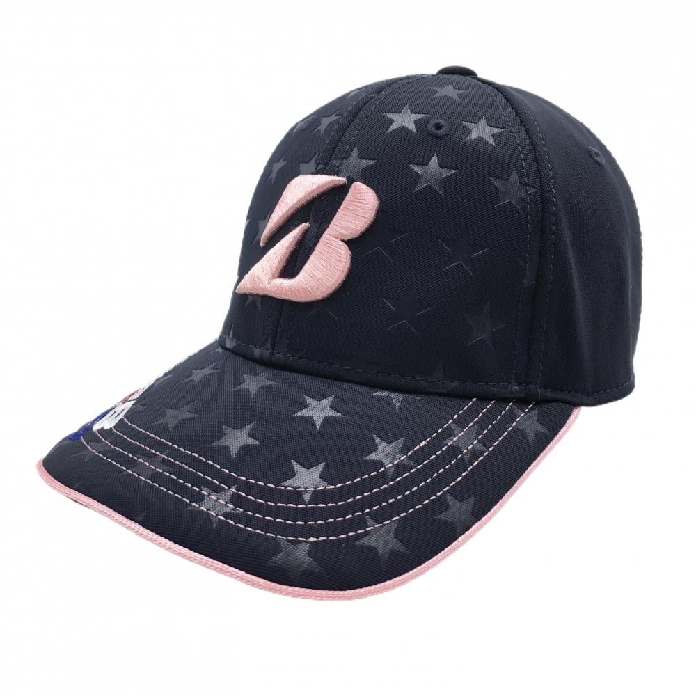超美品】ブリヂストン キャップ ネイビー 星地模様 ロゴピンク TOURB