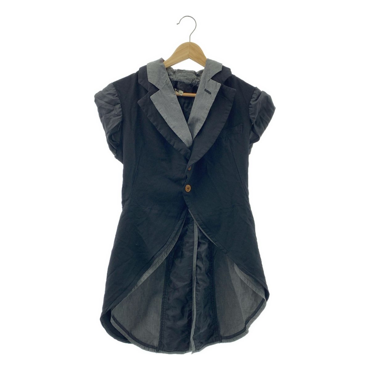 COMME des GARÇONS ブラック ノーカラーベスト XS COMME des GARÇONS