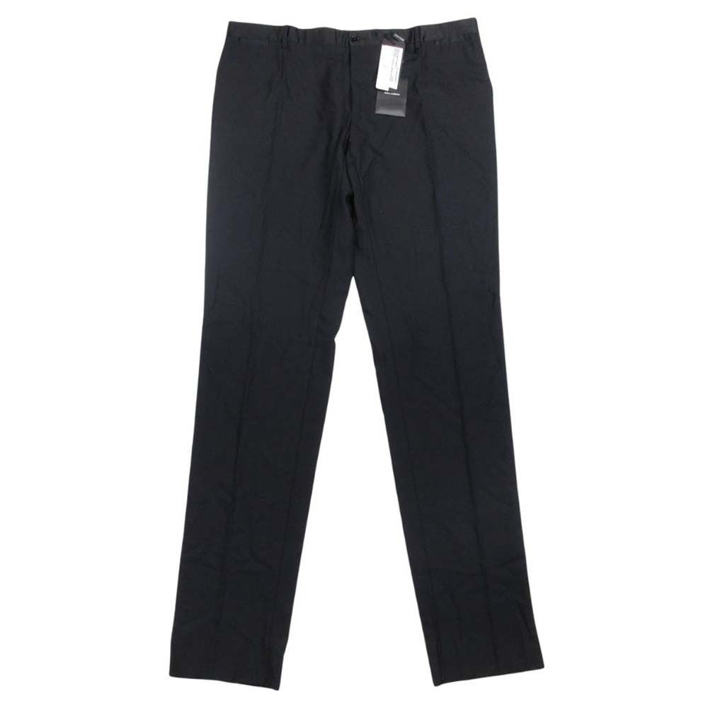 新品未使用 DOLCE&GABBANA スラックス パンツ 黒 48 未使用 DOLCE&GABBANA ドルチェアンドガッバーナ サイドライン ウール