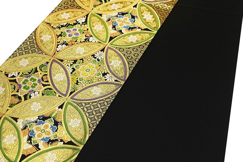記念感謝祭 仕立無料 正倉院七宝華文豪華織特撰振袖用袋帯 西陣老舗羽田織物謹製