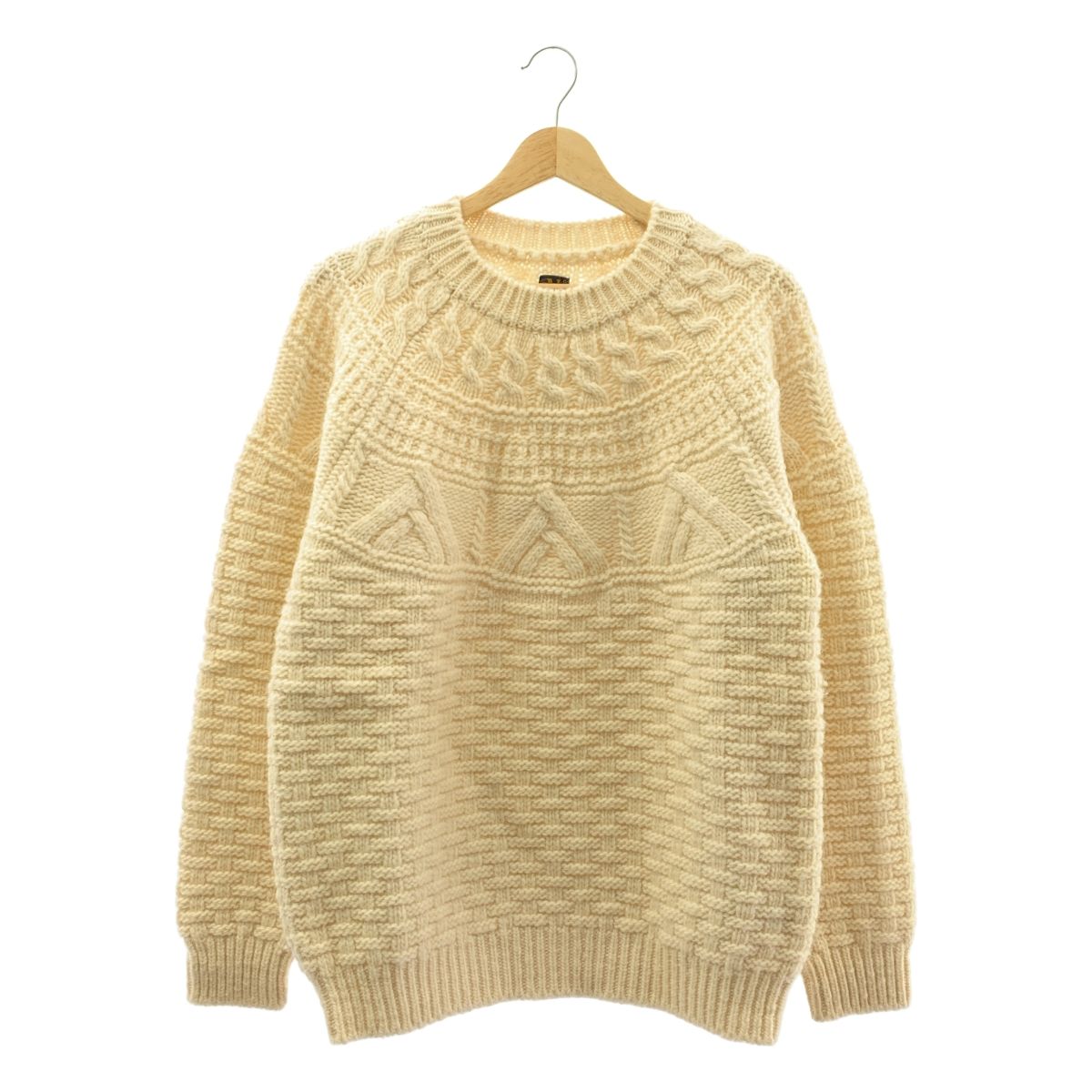 batoner SPREAD ARAN CREW NECK CARDIGAN