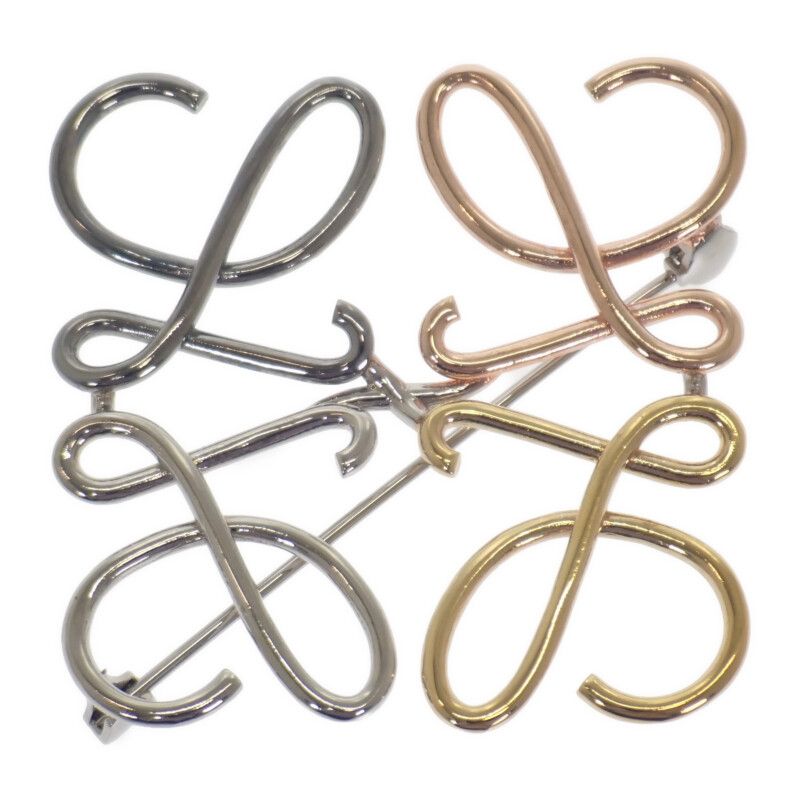 ロエベ LOEWE アナグラム ブローチ メタル マルチ ゴールド シルバー ファッション ギフト おしゃれ シンプル レディース ABランク