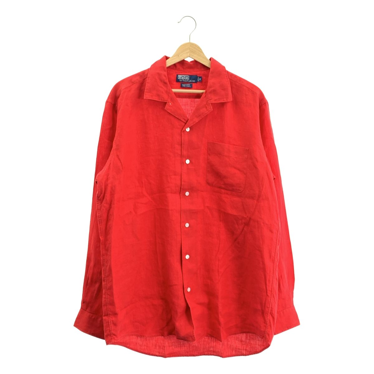 POLO RALPH LAUREN ポロラルフローレン 1990 s ヴィンテージ BONNARD リネン オープン シャツ M レッド メンズ