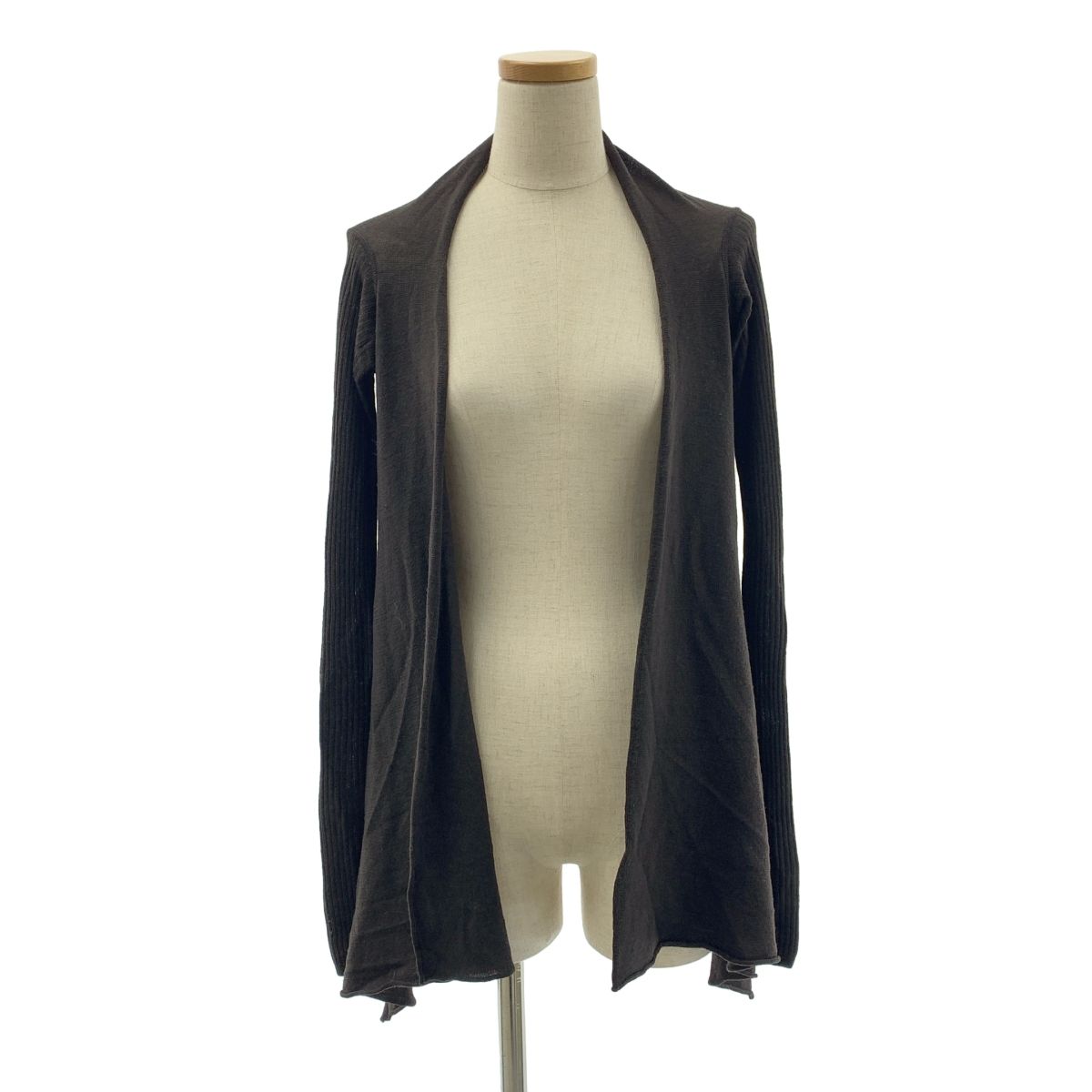 Rick Owens リックオウエンス 2005 AW ウール 変形 ボタンレス リブスリーブ ニット カーディガン 34 ダークブラウン レディース
