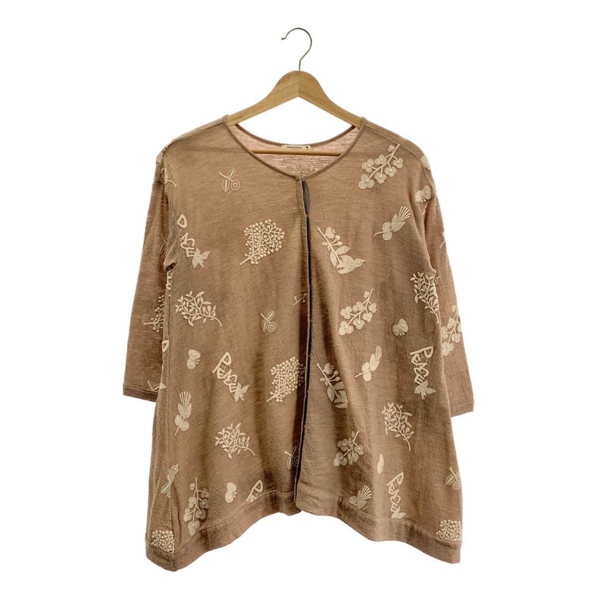 mina perhonen ミナペルホネン forest parade ウール エンブロイダリー カーディガン 38 ベージュ ブラウン レディース