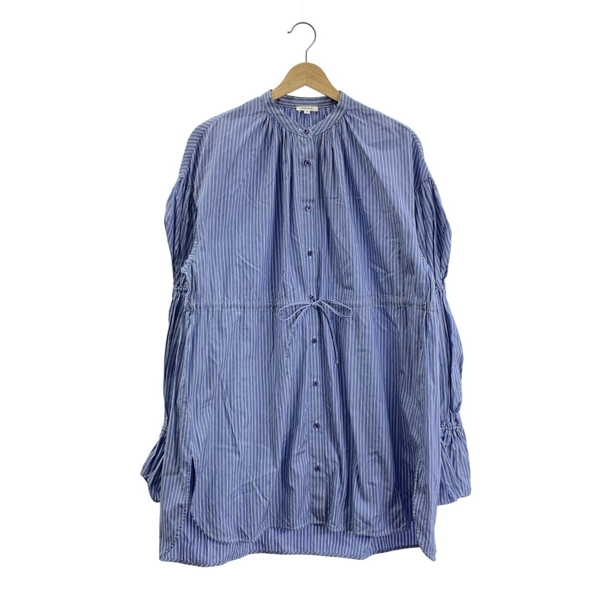 ENFOLD / エンフォルド | コットン ストライプ ギャザー シャツ | 36