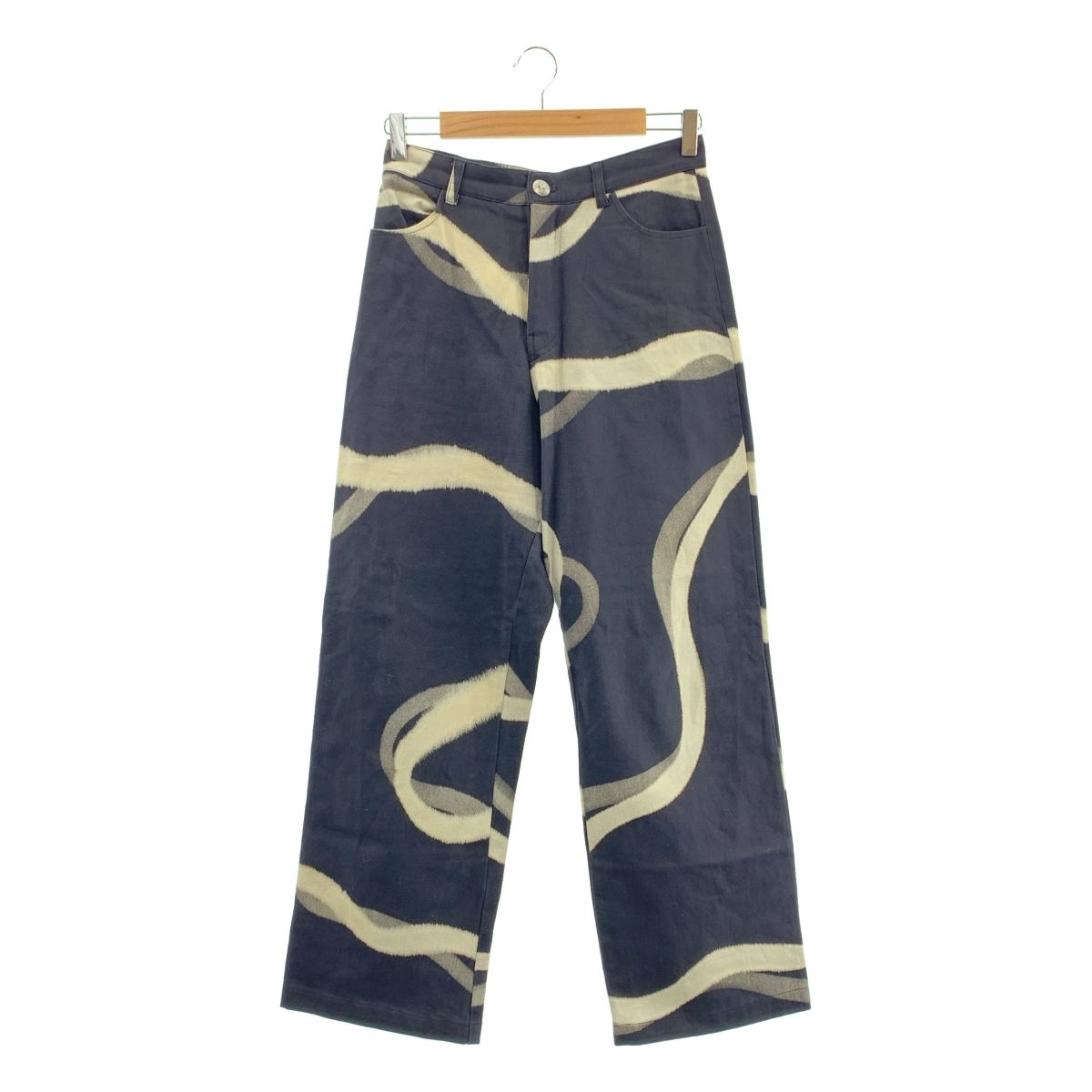 SUKU HOME / スクホーム | 総柄 ワイド デニムパンツ | M | ブラック/ベージュ | レディース