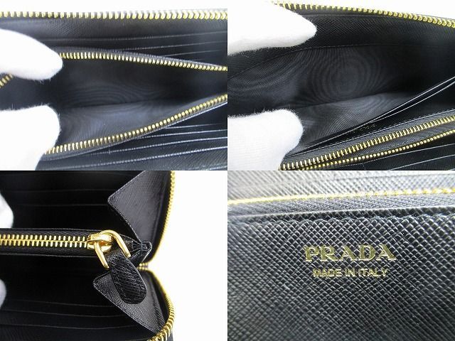 プラダ PRADA サフィアーノトライアングル レザー ジップアラウンド長