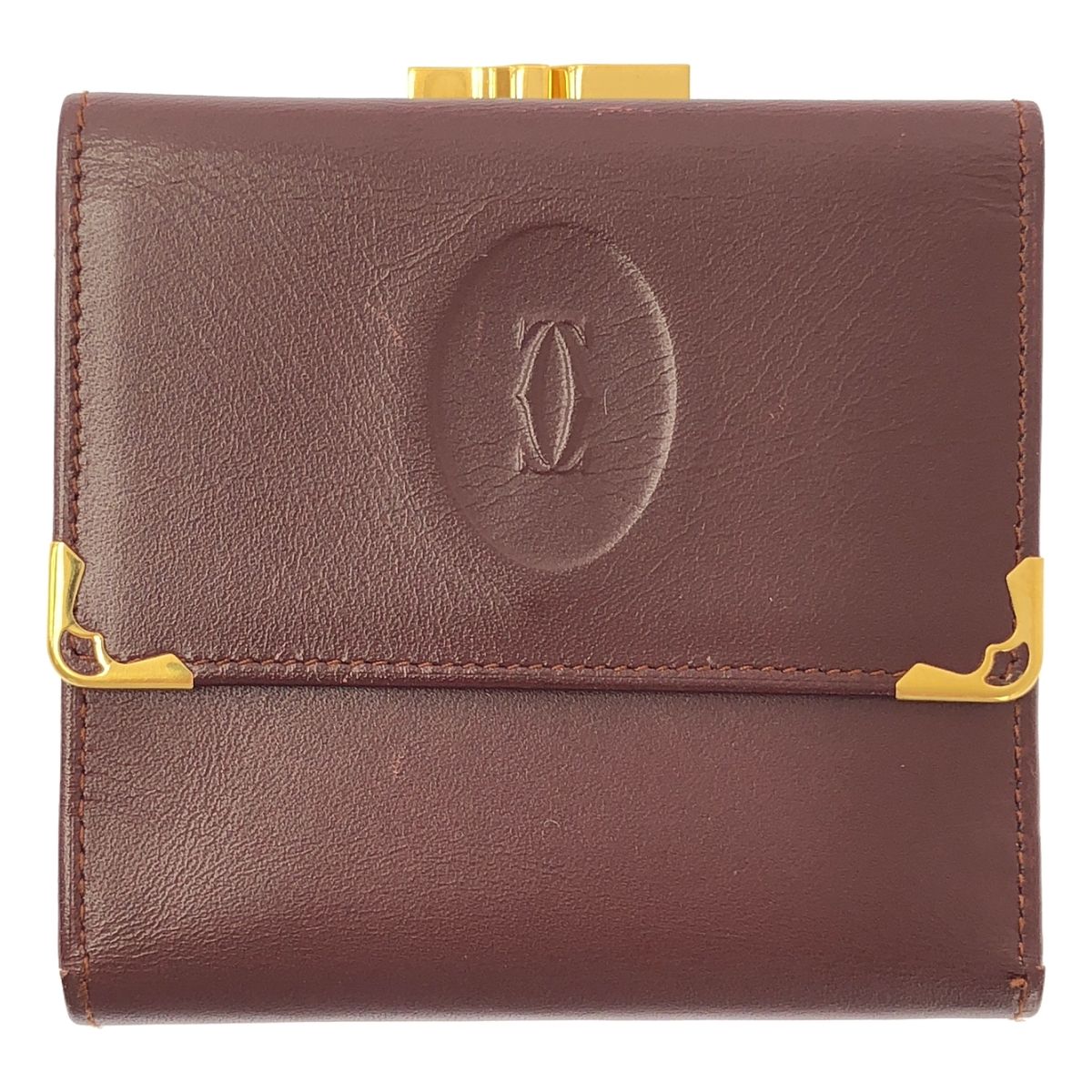 ✨新品未使用✨ Cartierマストドゥカルティエ 三つ折り財布 ボルドー Cartier（カルティエ） 三つ折り 財布 がま口 マスト レザー