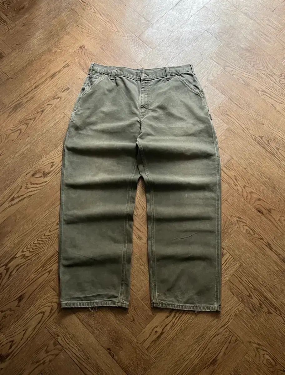 38 Carhartt カーハート USA ヴィンテージ ウォッシュ モースグリン カーペンター ウォーク パンツ M 4