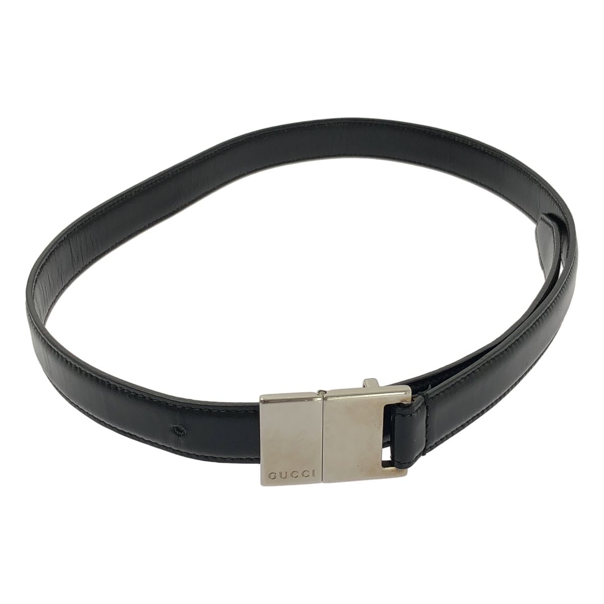 GUCCI / グッチ | ロゴ レザー ベルト | ブラック | レディース