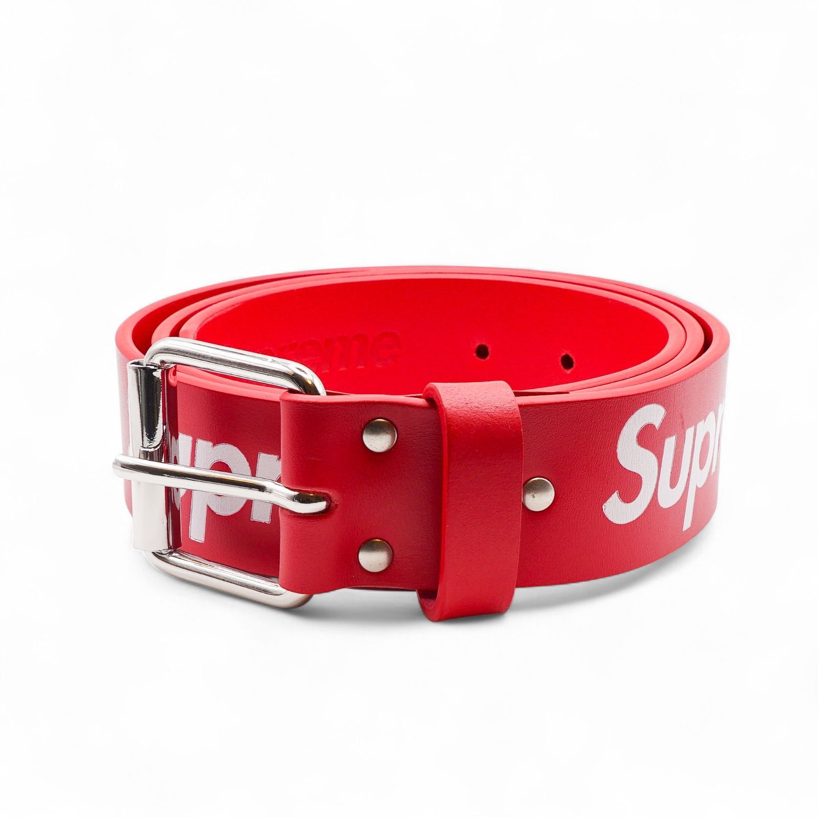 Supreme シュプリーム Repeat Leather Belt logo レザーベルト RED